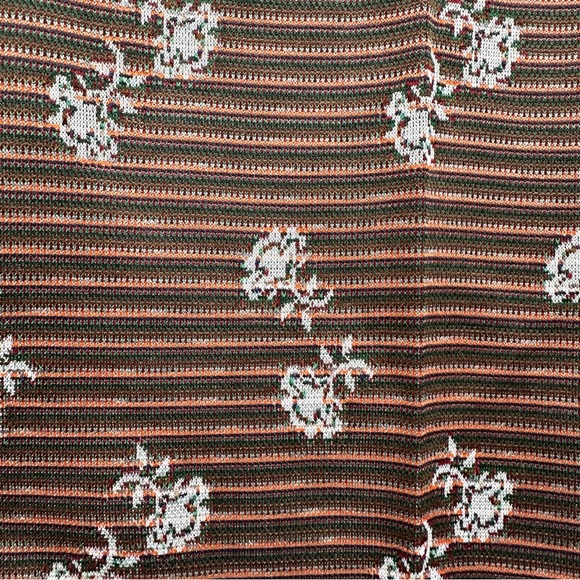 Vintage 70s Double Knit Polyester Flare Pants Floral Stripe Retro Disco Boho 16 - Picture 7 of 8